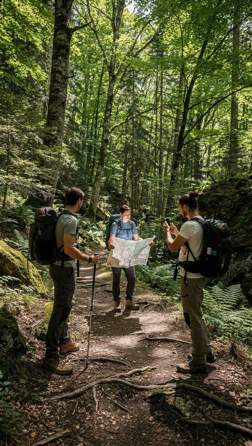 Una mappa dettagliata di un percorso di trekking in Italia, con punti di interesse evidenziati.